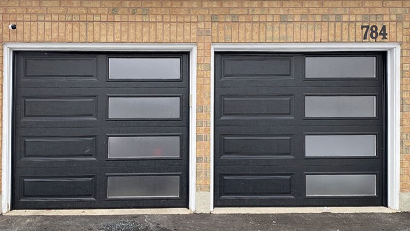A newly installed insulated garage door